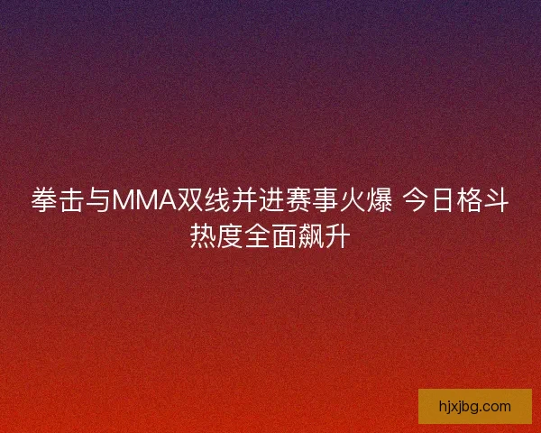 拳击与MMA双线并进赛事火爆 今日格斗热度全面飙升